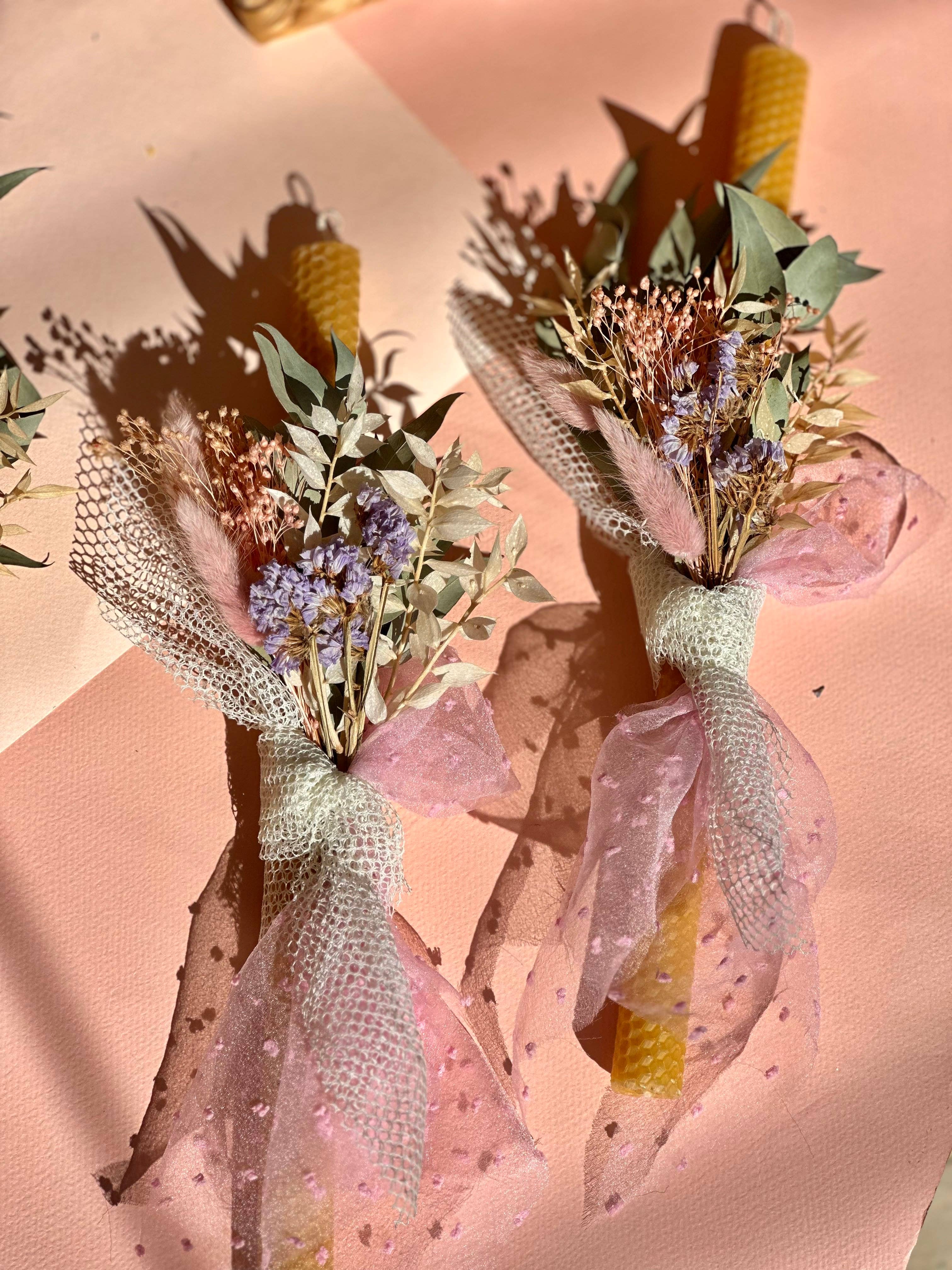 Nema Concept – Vela/castiçal cónico por atacado – Velas de cera de abelha para Páscoa com flores secas23