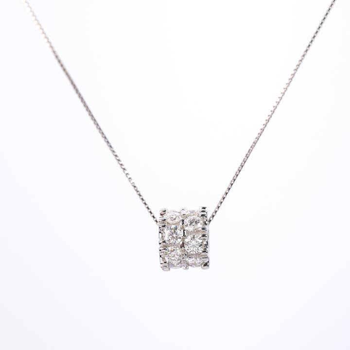 Collier pendentif tube en moissanite 1,6 CT en argent sterling 925 avec chaîne gourmette pour la vente par Sparkile