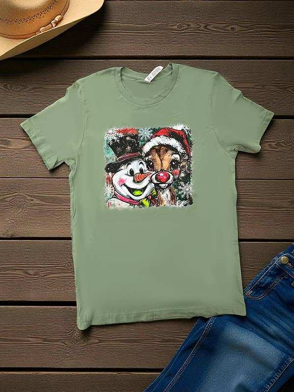 BC DTF PUPAZZO DI NEVE CERVO MAGLIETTE, T-SHIRT, T-SHIRT, per la vendita all'ingrosso da parte di L&B Life