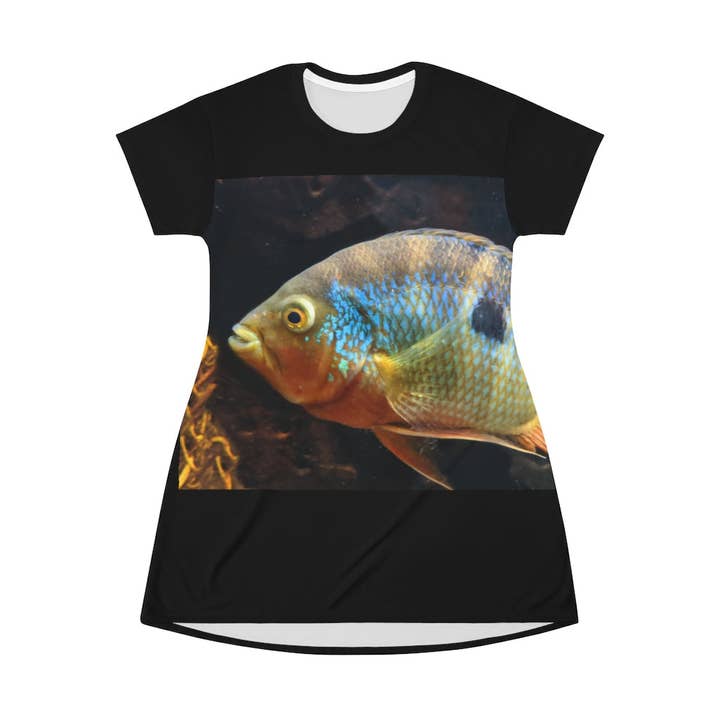 Marick Booster – wholesale Klänning - Dam – Brun och Orange Fisk Överallt Tryck T-shirt Klänning