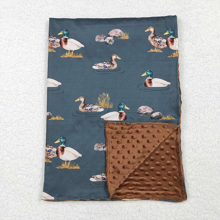 Baby Toddler Children Mallard Ducks Brown Minky Blankets for wholesale by Aier Wholesale