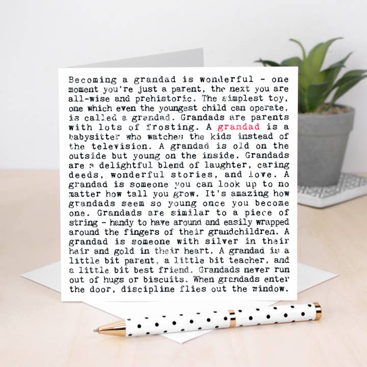 Grandad Quotes Card For Grandfathers for wholesale by Coulson Macleod (U.S. Duties Paid)