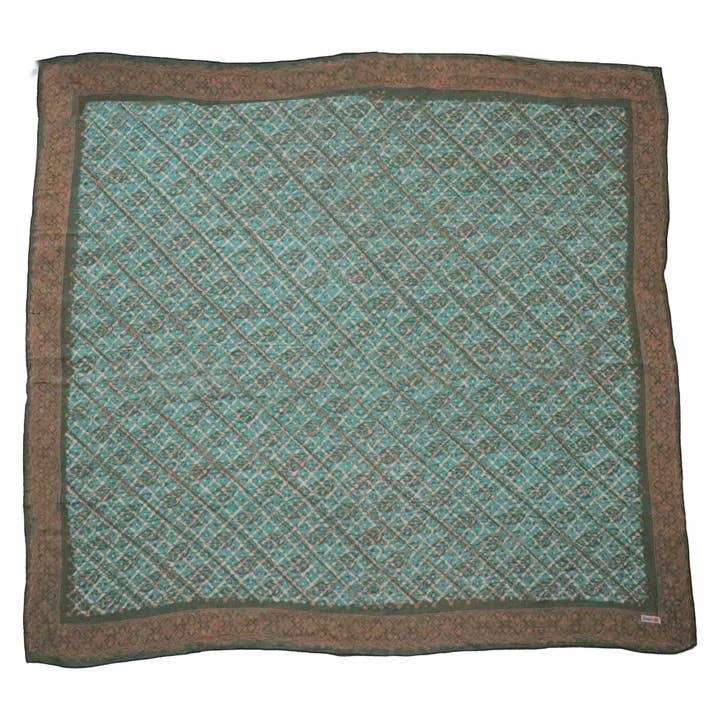 Großes 39" handgefärbtes Batik-Bandana, 100% weiche Baumwolle, Blattgitter für den Großhandel von Kasih Co-op