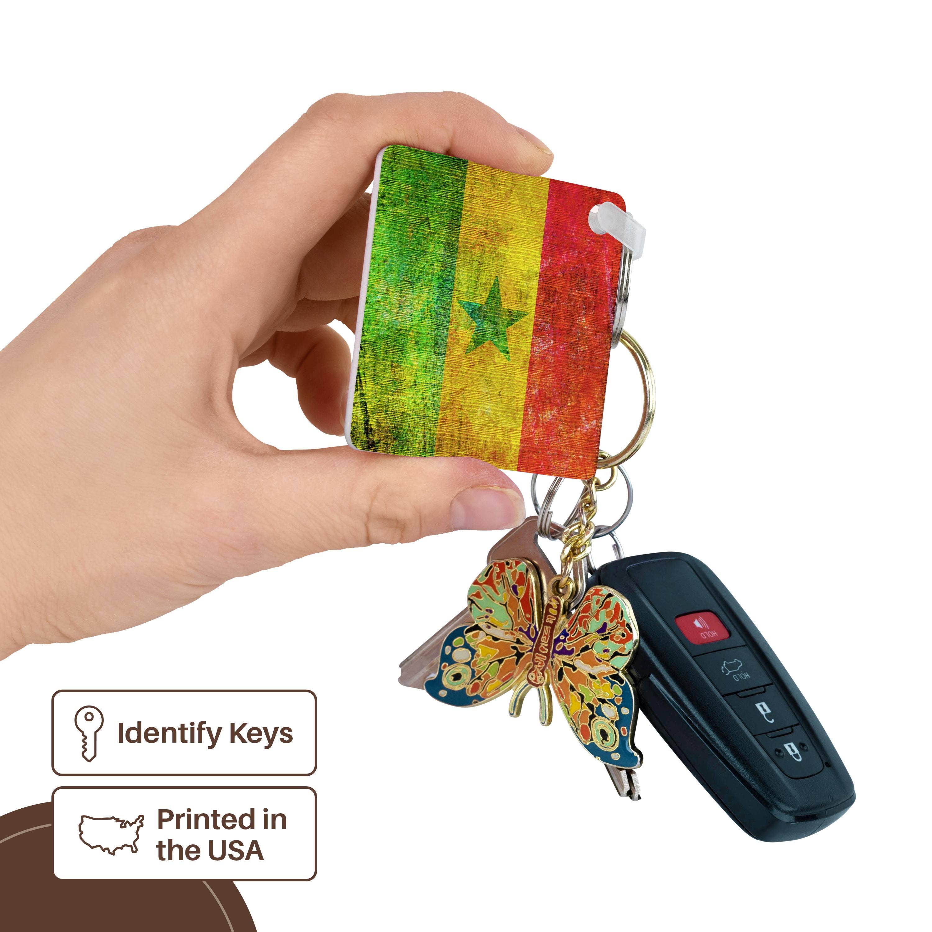 3dRose - Wholesale Keychain - Unisex - 3dRose, Distressed Style Grunge Flag Of Senegal, Key Chain2