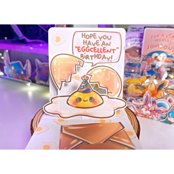 Eggciting Birthday Cracking Pun Birthday Pop Up Card for wholesale by ThingsByZenn
