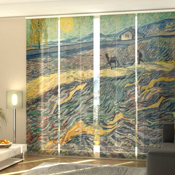 Vincent Van Gogh Set of 4 Field and Mill Panel Curtains for wholesale by IlyDecor