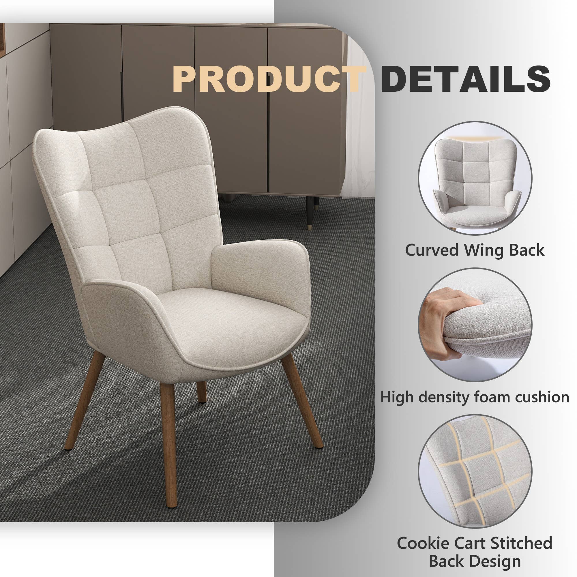 HOMYCASA DESIGN INC - Wholesale Chair - Modern Tufted Accent Chair with Suede Finish in Brown18