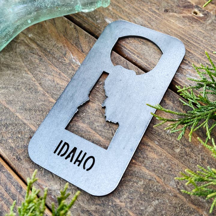 Idaho State Bottle Opener made from Raw Steel for wholesale by BE Creations & Designs, Inc.