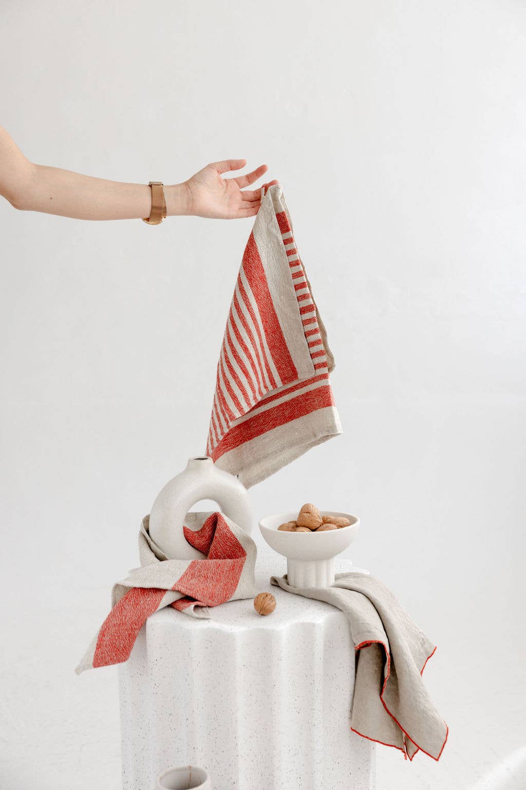 dodesign - Wholesale Tea Towel - Christmas Linen Tea (dish) Towel with red contrast detail3