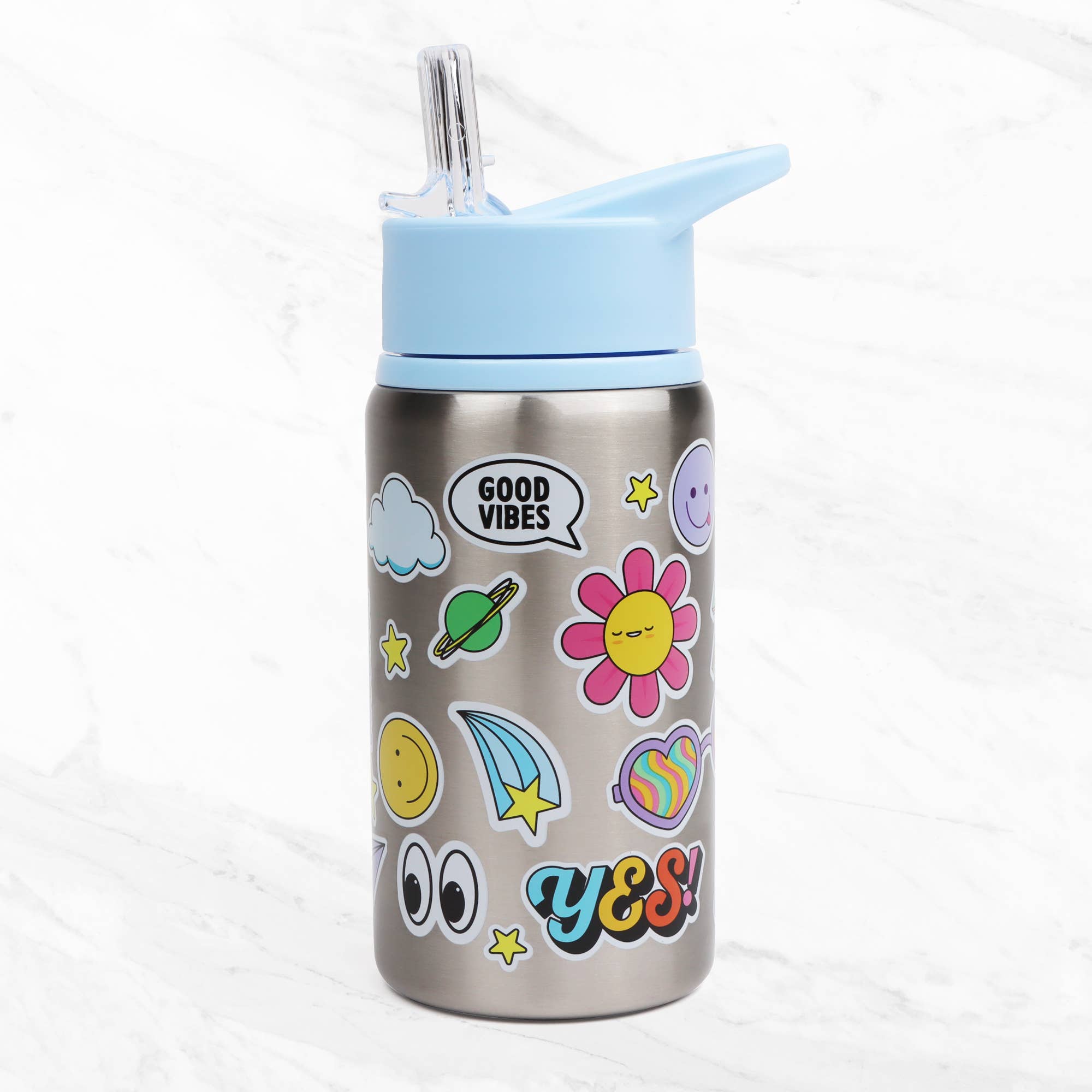 Myga – Großhandel Trinkflaschen – Kinder-Trinkflasche aus Metall mit Sticker-Design2
