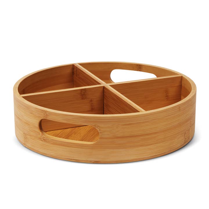 4 Compartment Bamboo Lazy Susan for wholesale by Core Home