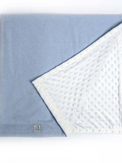 Manta de lunares azul Oxford para venta al por mayor de Stork and Loom