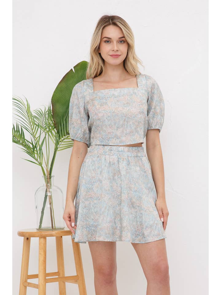 MINT 31365SET - Woven Round Tunnel Back Tie Elastic Skort Set for wholesale on Faire4