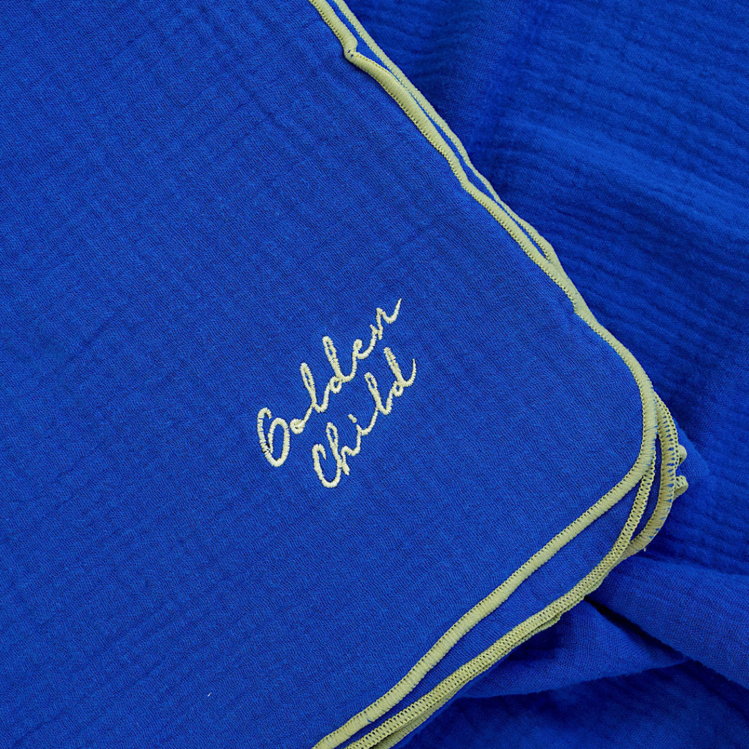 Golden Child - Wholesale Bedding Blanket - Kids & Baby - Retro Ribbed Trim Gauze Cotton Blanket - Electric & Lime4
