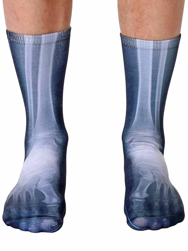 Novelty Graphic Crew Socks - X-Ray Bones - Black for wholesale by Living Royal