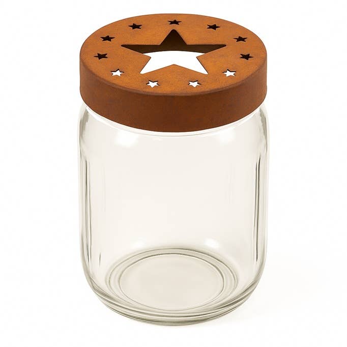 Factory Direct Craft - Wholesale Jar - 3-1/4" Rustic Large Mouth Mason Jar Lid with Star Cutouts1