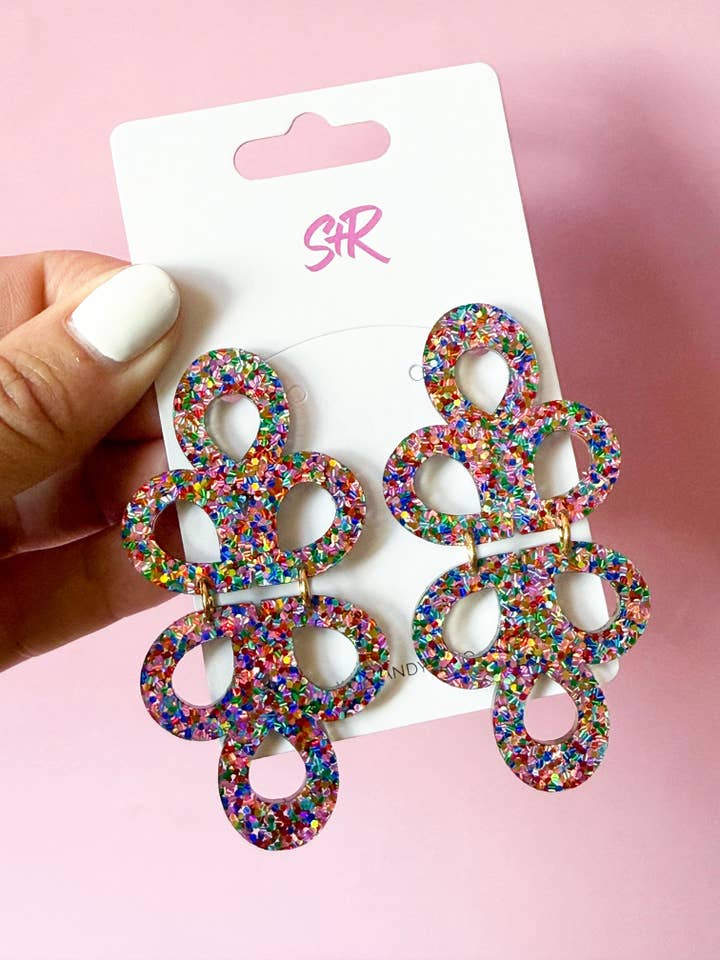Confetti Dot Acrylic Janey Dangle Earring for wholesale by Sandy + Rizzo
