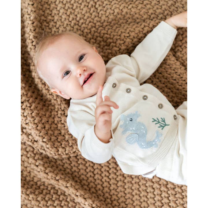 Jersey tipo cárdigan para bebé de punto jacquard de Ocean Friends (orgánico) para venta al por mayor de Viverano Organics