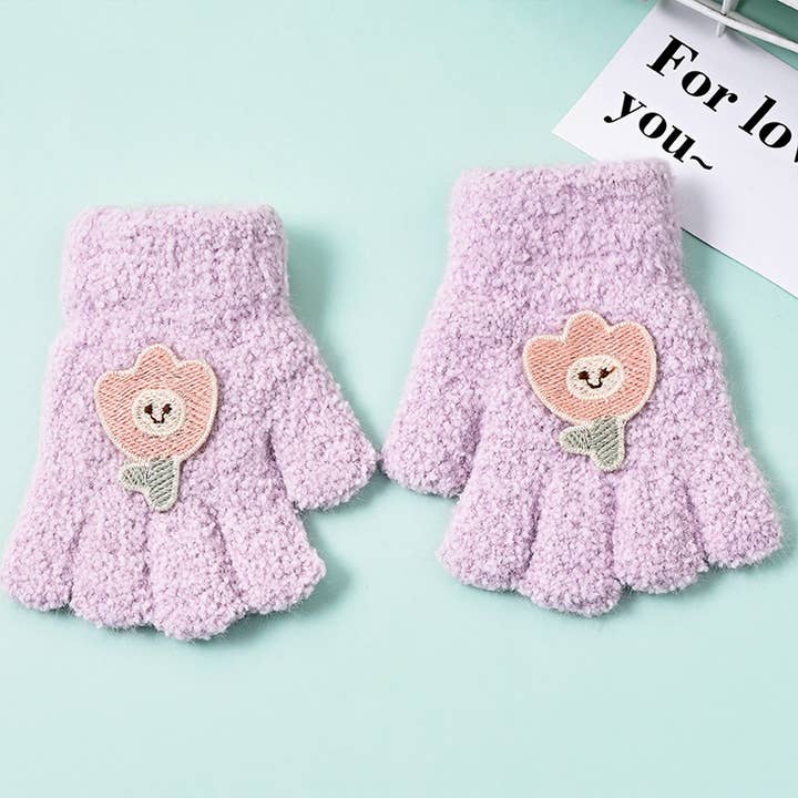 NINEXIS - Wholesale Gloves - Women's - CWAG0278_FLOWER BEAR RABBIT CHILDREN'S FIVE-FINGER GLOVES