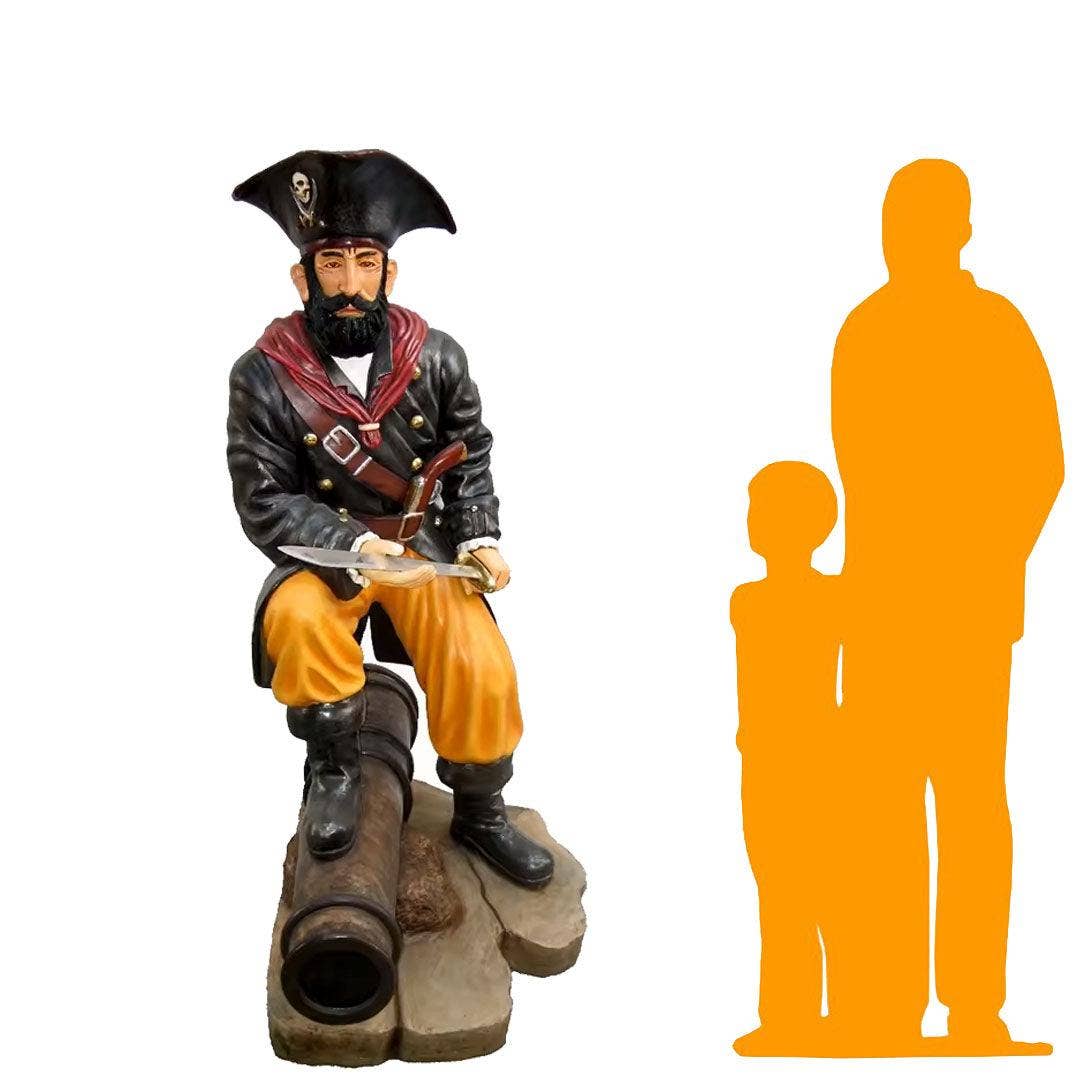 LM Treasures - Wholesale Decorative Figurine - Pirate on Cannon Life Size Statue1