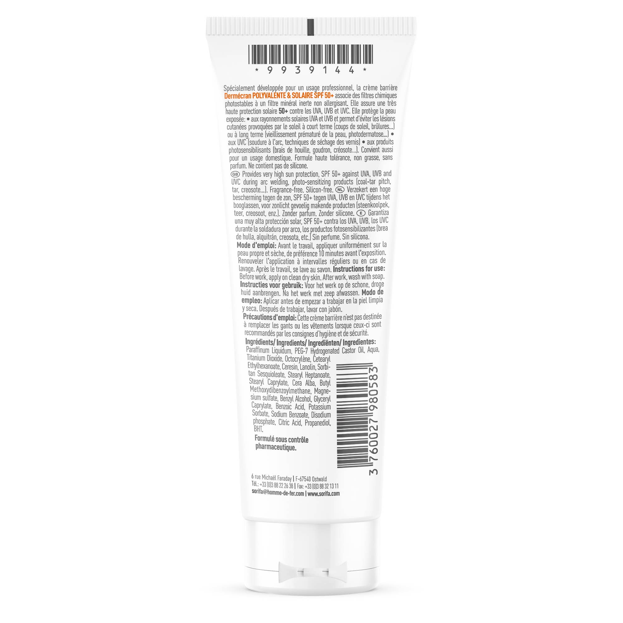 Laboratoire de l'Homme de Fer - SORIFA - Venta al por mayor Protector solar - Protector solar multipropósito Derm® SPF 50+ - 100 ml1
