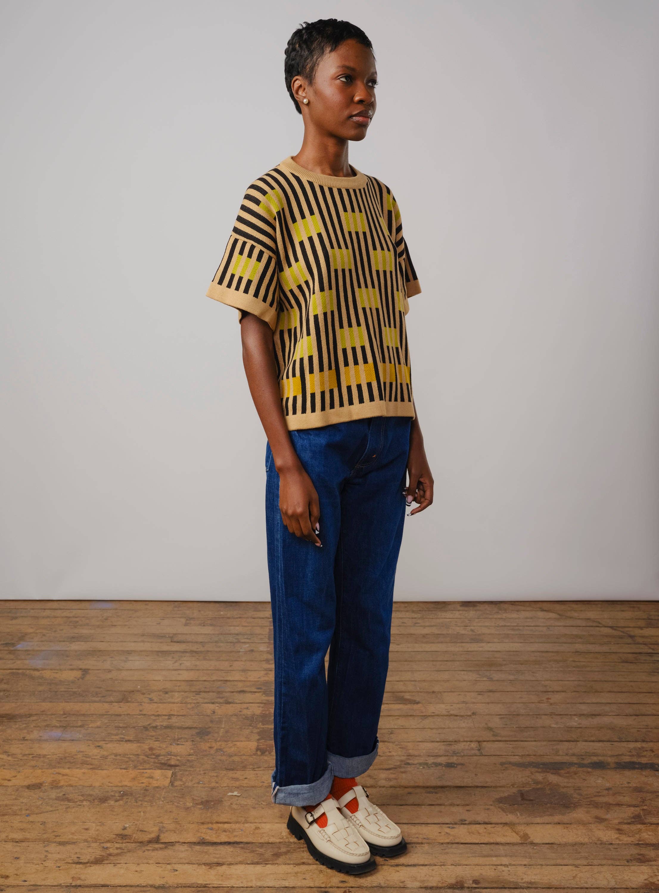 The Endery - Wholesale Knit Top - Women's - Bauhaus Short Sleeve Sweater Tee - Peridot (Faire Pre-Order)3