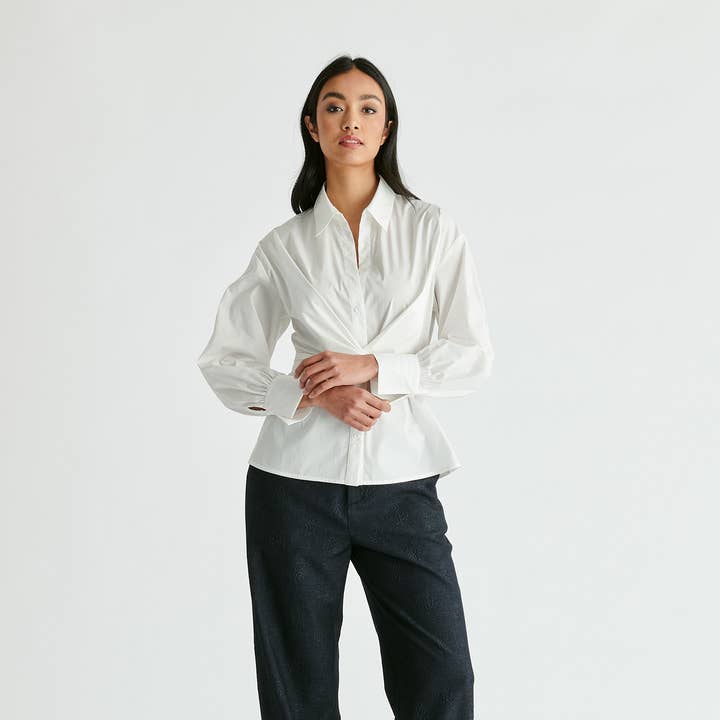 Camisa com Cinto Ajustável na Cintura por atacado de Paisie