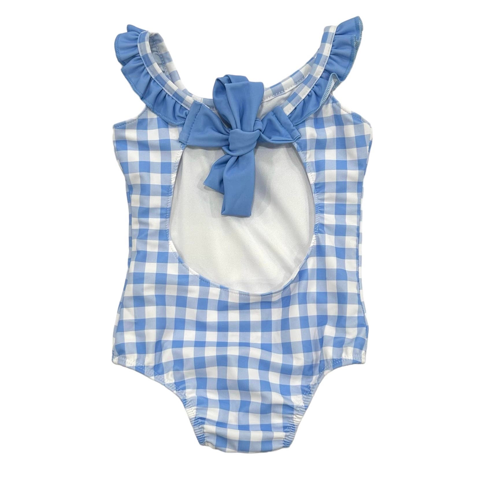 Sugar Bee Clothing - Vente Maillot de bain une pièce – enfant - Maillot de bain fille - Dos noué - Vichy bleu9