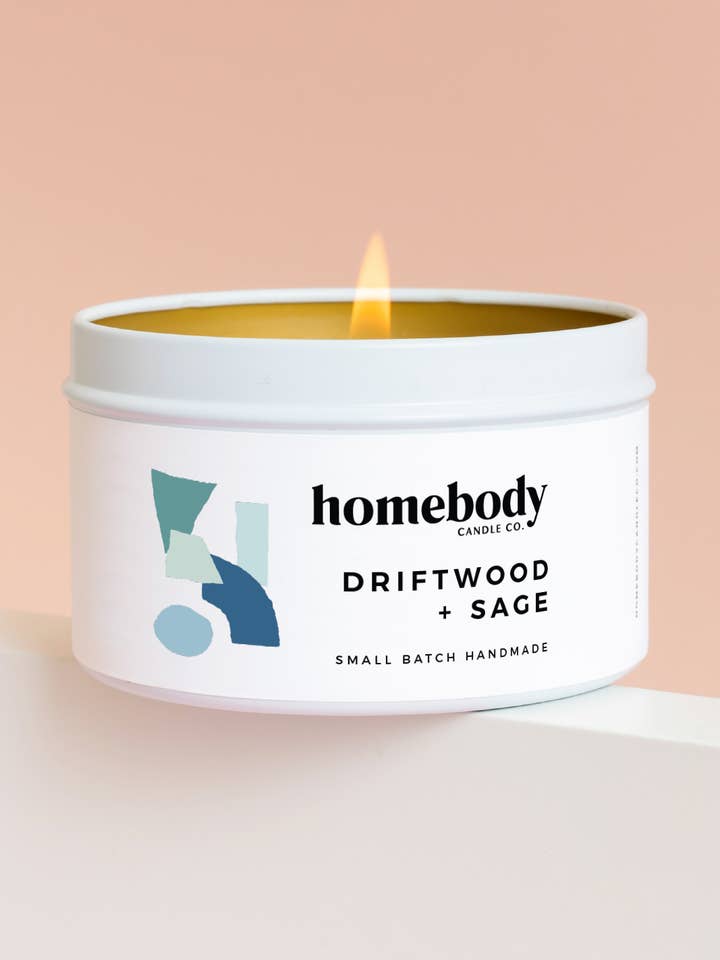 Driftwood + Sage • lata para velas para venta al por mayor de Homebody Candle Co.
