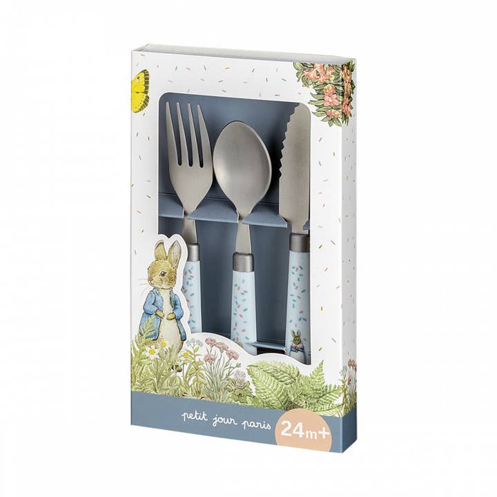 BP937P Conjunto de Talheres de Aprendizagem Peter Rabbit por atacado de Petit Jour Paris
