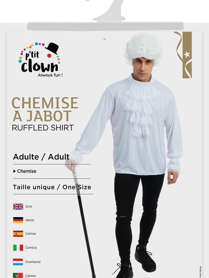 Blusa con Jabot - Blanco - Adulto - Talla Única para venta al por mayor de P'tit Clown