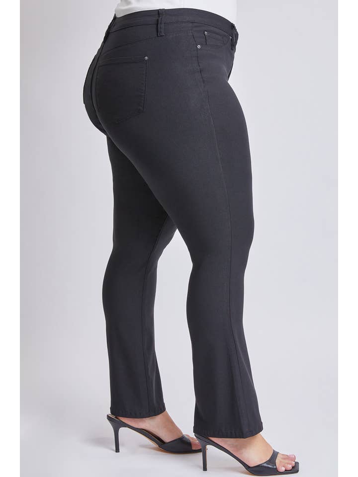 Black Missy Plus Hyperstretch Mid Rise Mini Bootcut Pant for wholesale on Faire