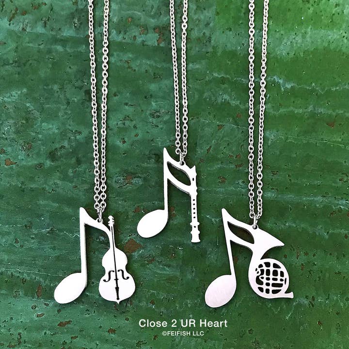 Cello, Clarinet or French Horn Music Necklace for wholesale by Close 2 UR Heart