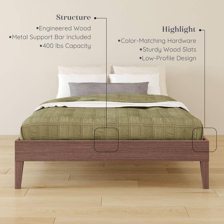 Full Size Dark Brown Platform Bed Frame Durable Quality for wholesale on Faire2