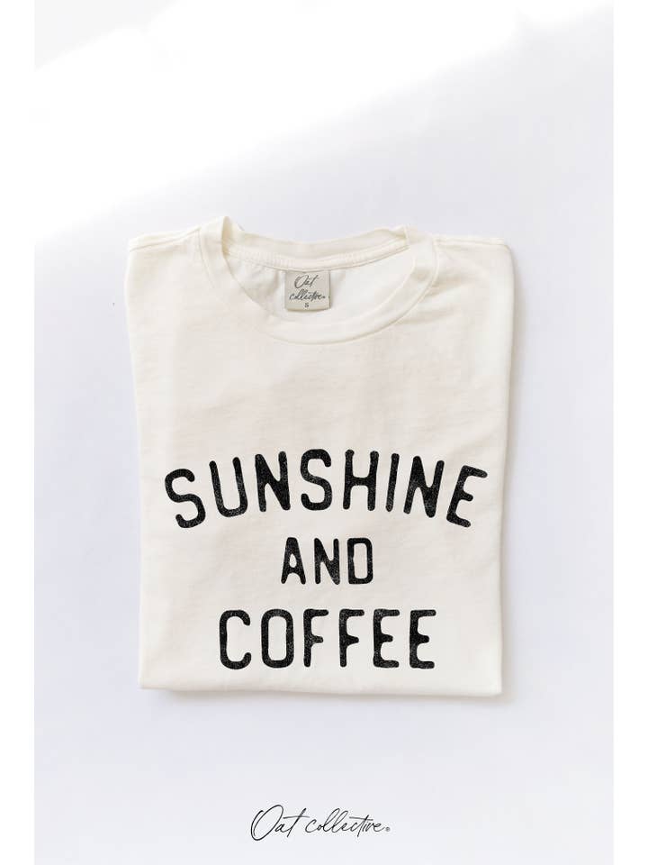 OAT COLLECTIVE - Wholesale Screen Printed T-Shirt - Women's - SUNSHINE AND COFFEE Mineral Graphic Top