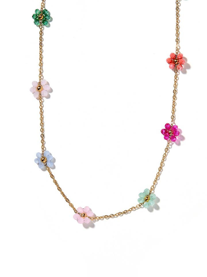 Necklace - Gracie Flower Multi Color for wholesale by LINNY CO
