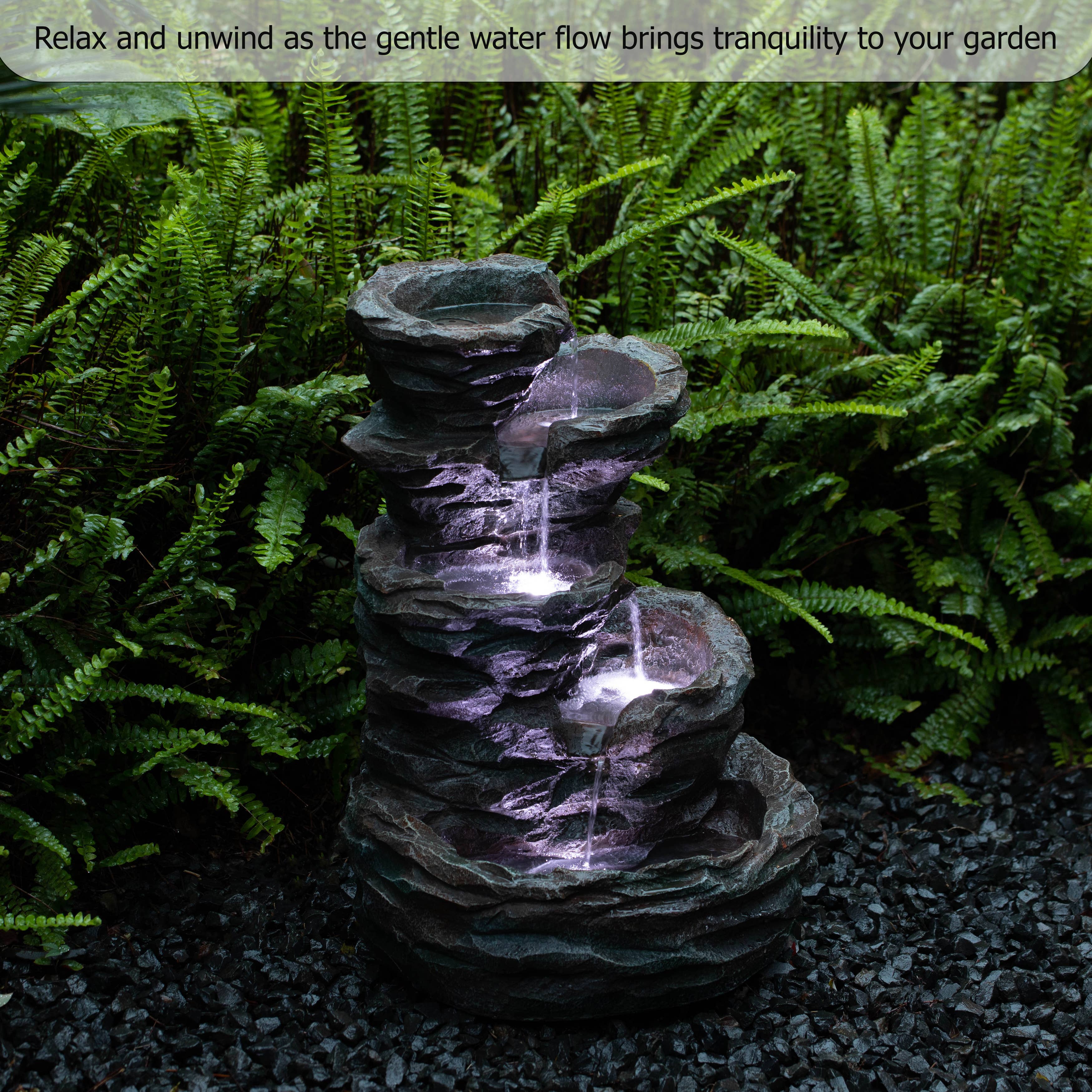 Quickway Imports - Wholesale Outdoor Ornament/Decor - Decorative Rock Look Water Fountain with LED Lights3