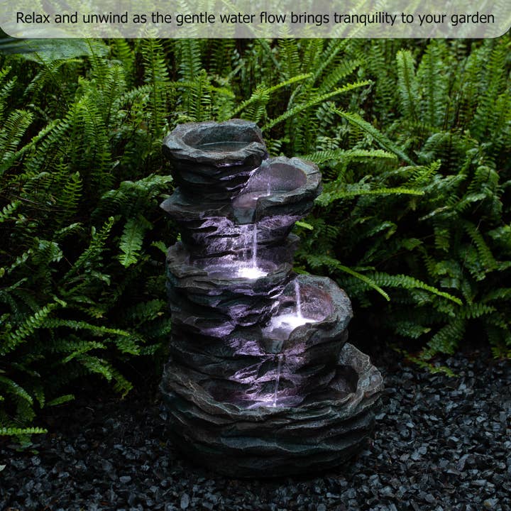 Quickway Imports - Wholesale Outdoor Ornament/Decor - Decorative Rock Look Water Fountain with LED Lights3