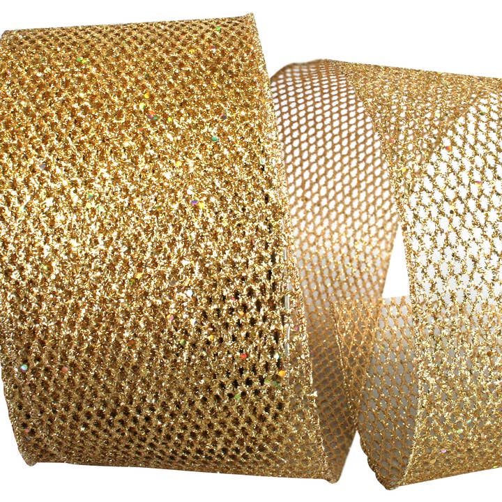 25 Yards Grand Net Glitter Wired Edge for wholesale by RELIANT RIBBON