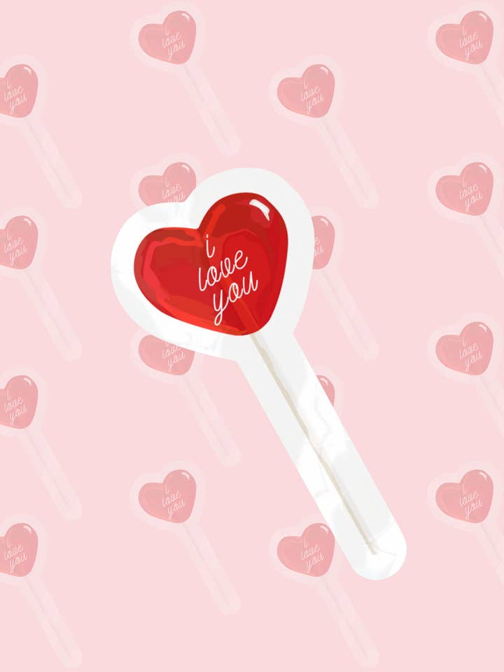I Love You Lollipop Sticker for wholesale by Megan Wilson Jewelry