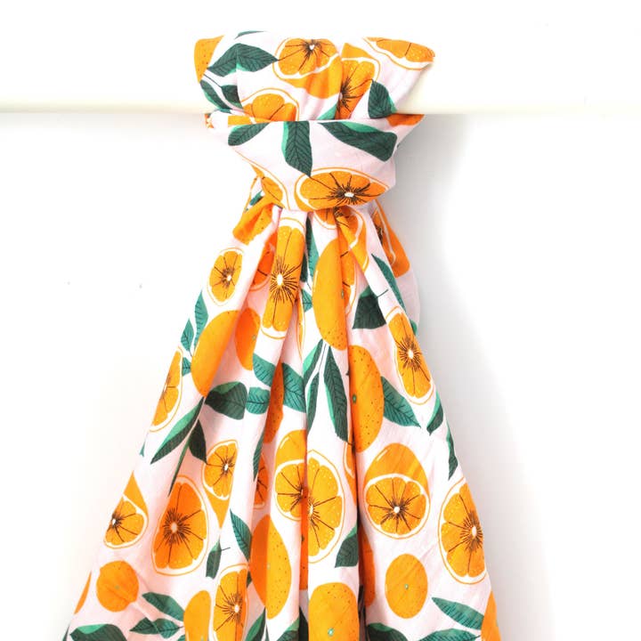 Dolly Lana - Wholesale Swaddle - Baby - Bamboo Muslin Swaddle - Sliced Oranges7