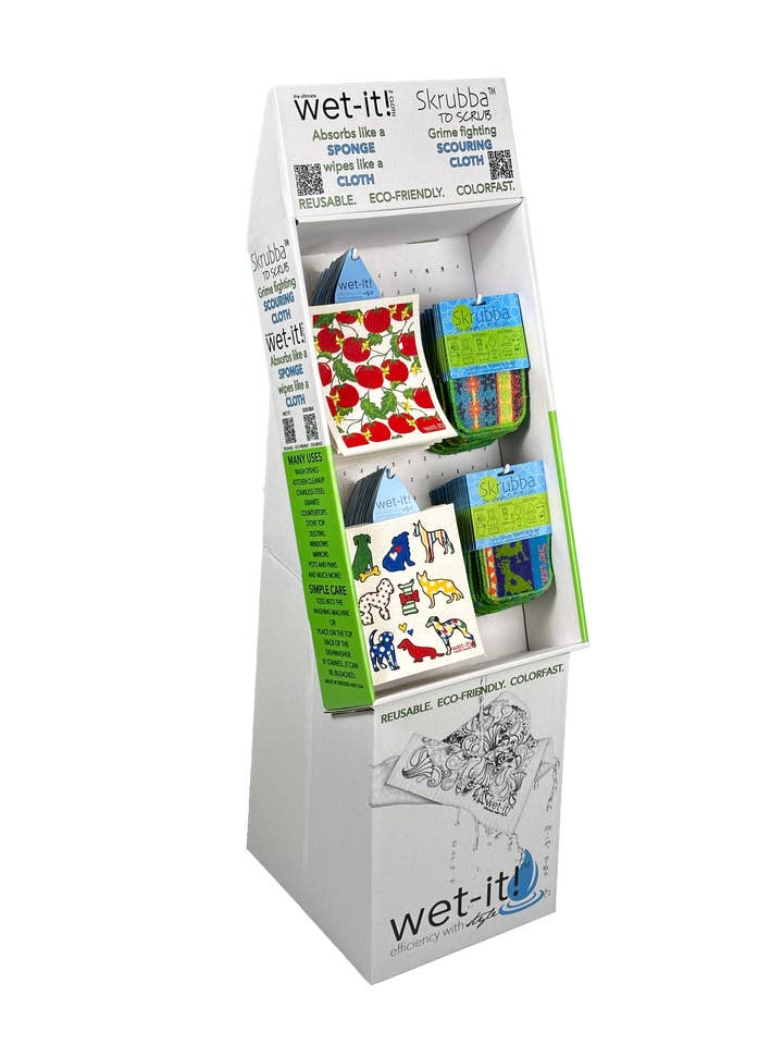 Cartulina pequeña rellena Wet-it! Expositor de suelo & Skrubba para venta al por mayor de Wet-it!