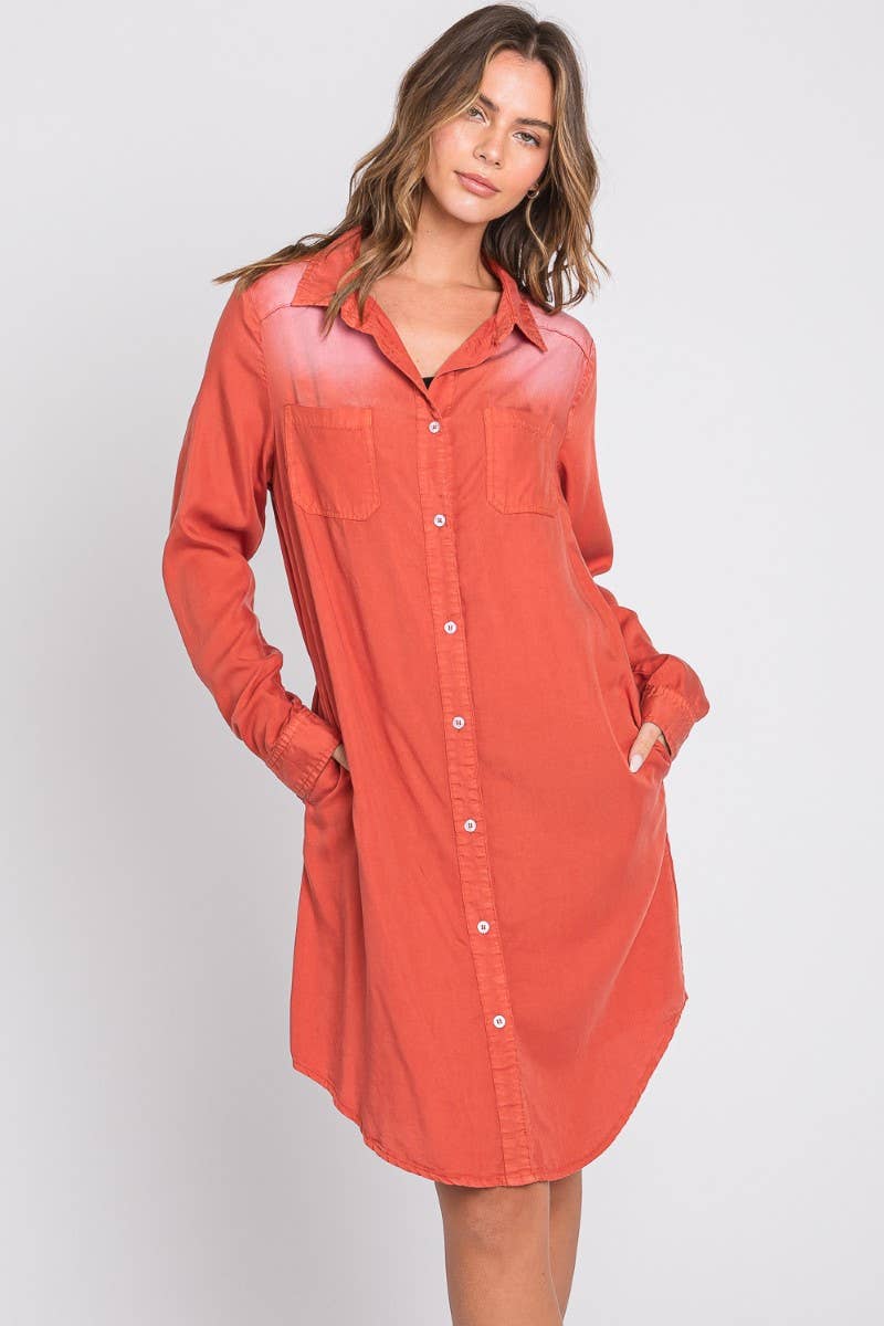 ZiA Apparel - Wholesale Dress - Women's - Washed Shirts Denim Dress 8