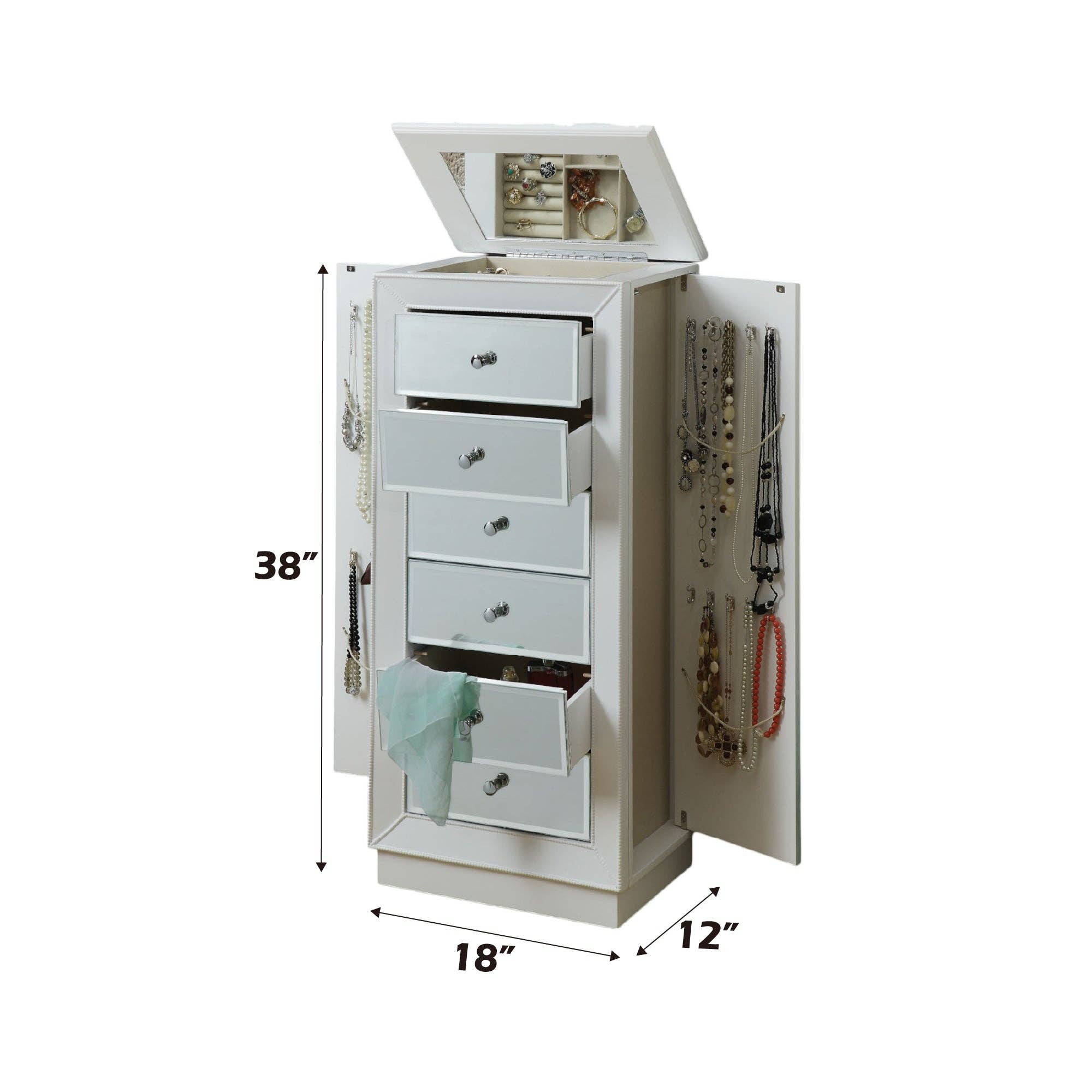 39F Inc. - Wholesale Jewelry Box/Organizer - Talor White Finish Jewelry Armoire2
