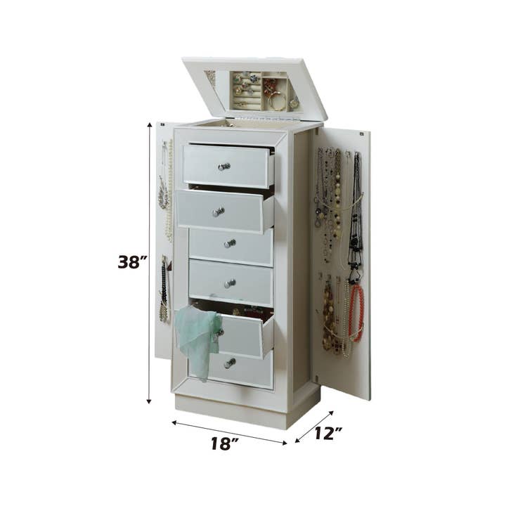 39F Inc. - Wholesale Jewelry Box/Organizer - Talor White Finish Jewelry Armoire2