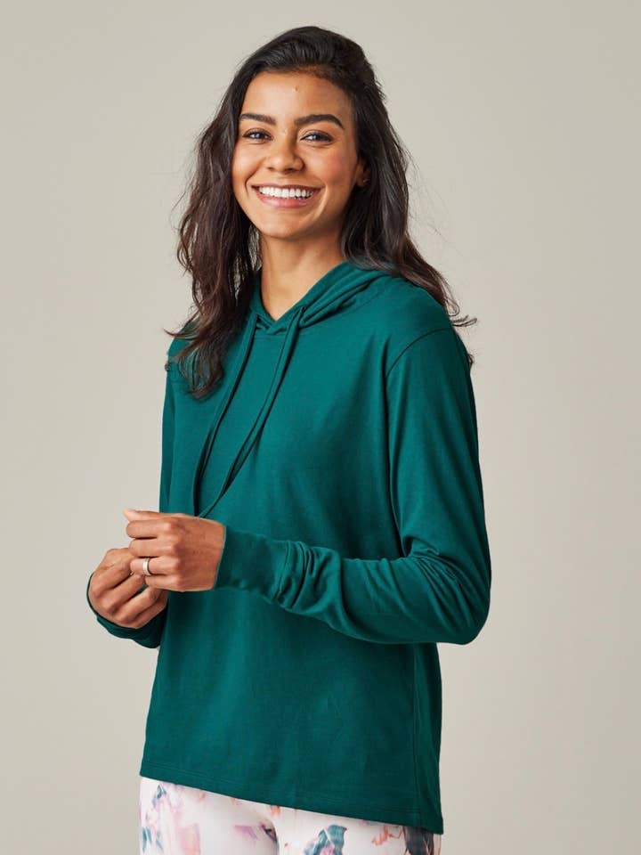 Mad Love Shop - Wholesale Hoodie - Women's - Ladies Green Lightweight Long Sleeve Hooded Tee Evergreens5