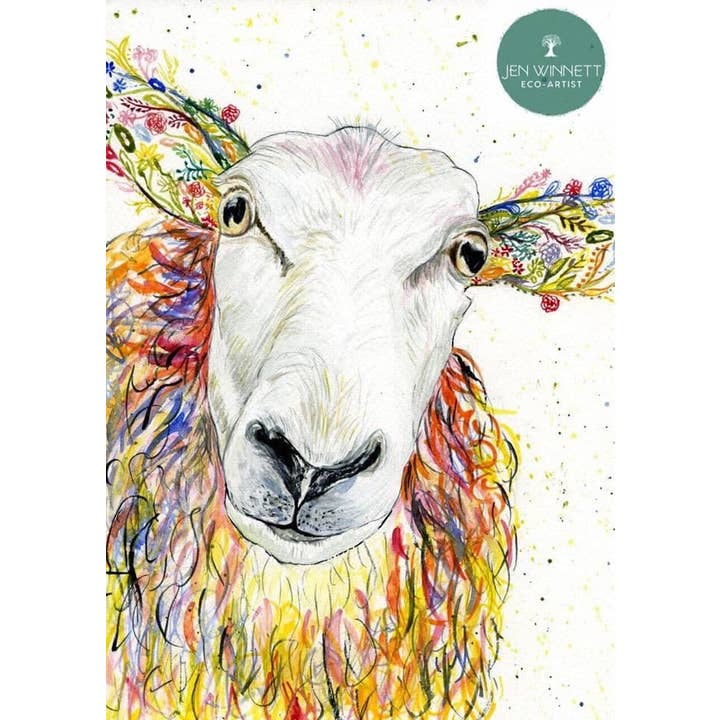 Sheep | Signed Art Print | Animal | Artwork | Home | Cute | for wholesale by Jen Winnett Eco Artist