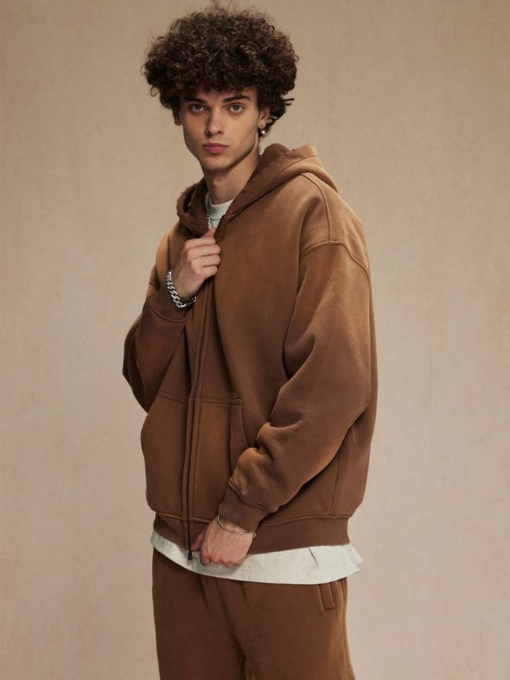 CZ Basics - Wholesale Hoodie - Unisex - Vintage Spray-Dyed Zip Hoodie