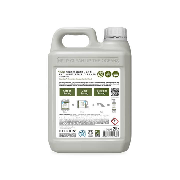Delphis Eco – wholesale Multi-surface cleaner – Anti-Bacterial Sanitiser & Cleaner 2ltr Concentrate1