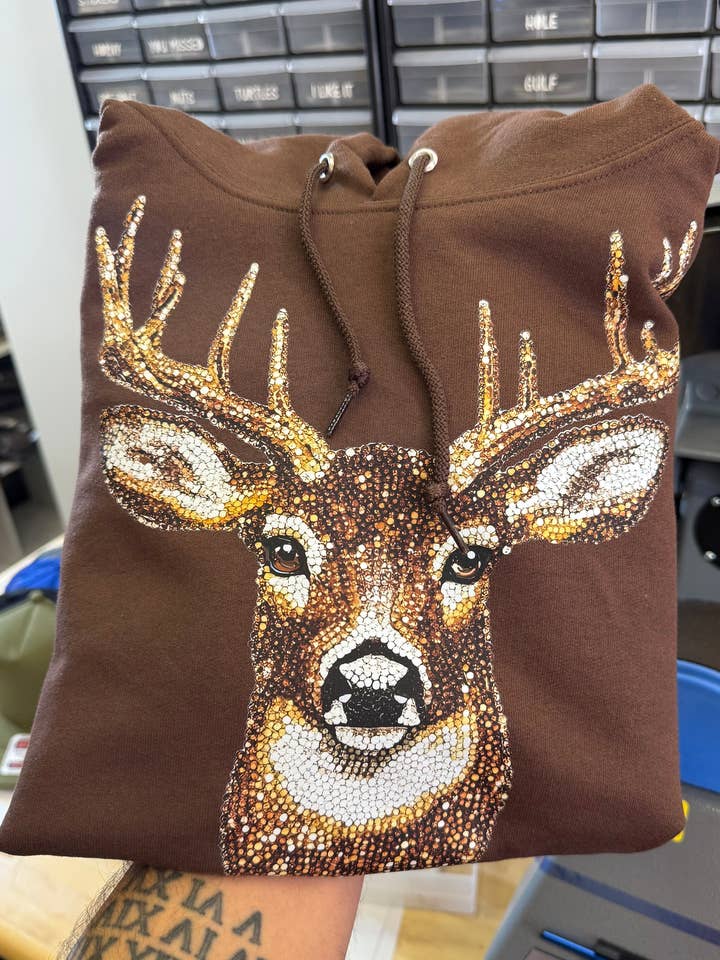 Faux Rhinestone Buck Hoodie for wholesale by Luckless Outfitters